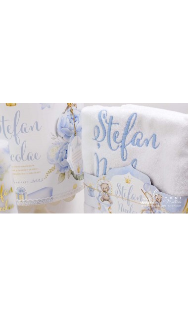 Trusou botez ursulet si broderie personalizata Teddy Bear King 16